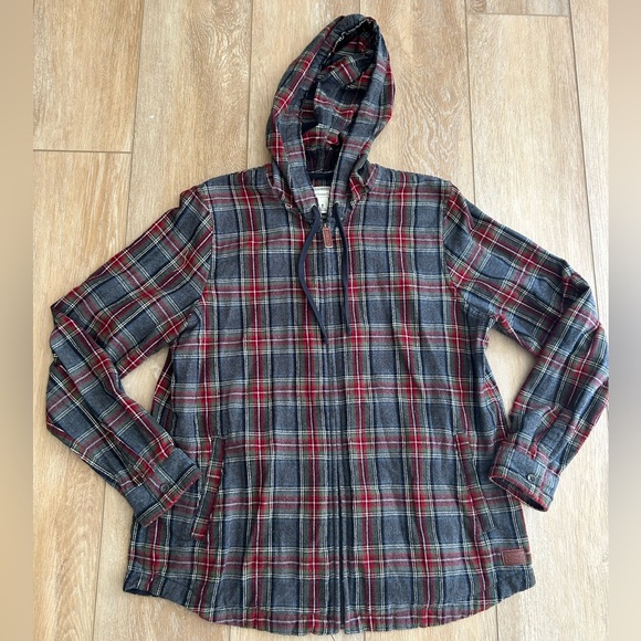 L.L. Bean Women's Scotch Plaid Flannel Shirt, Relaxed Zip Hoodie - Picture 5 of 14